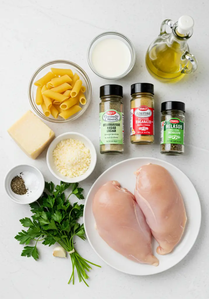 Creamy Parmesan Chicken with Rigatoni Pasta Ingrediants