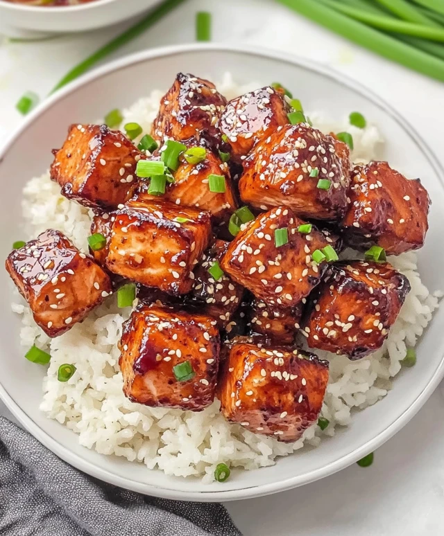 Honey Garlic Salmon Bites