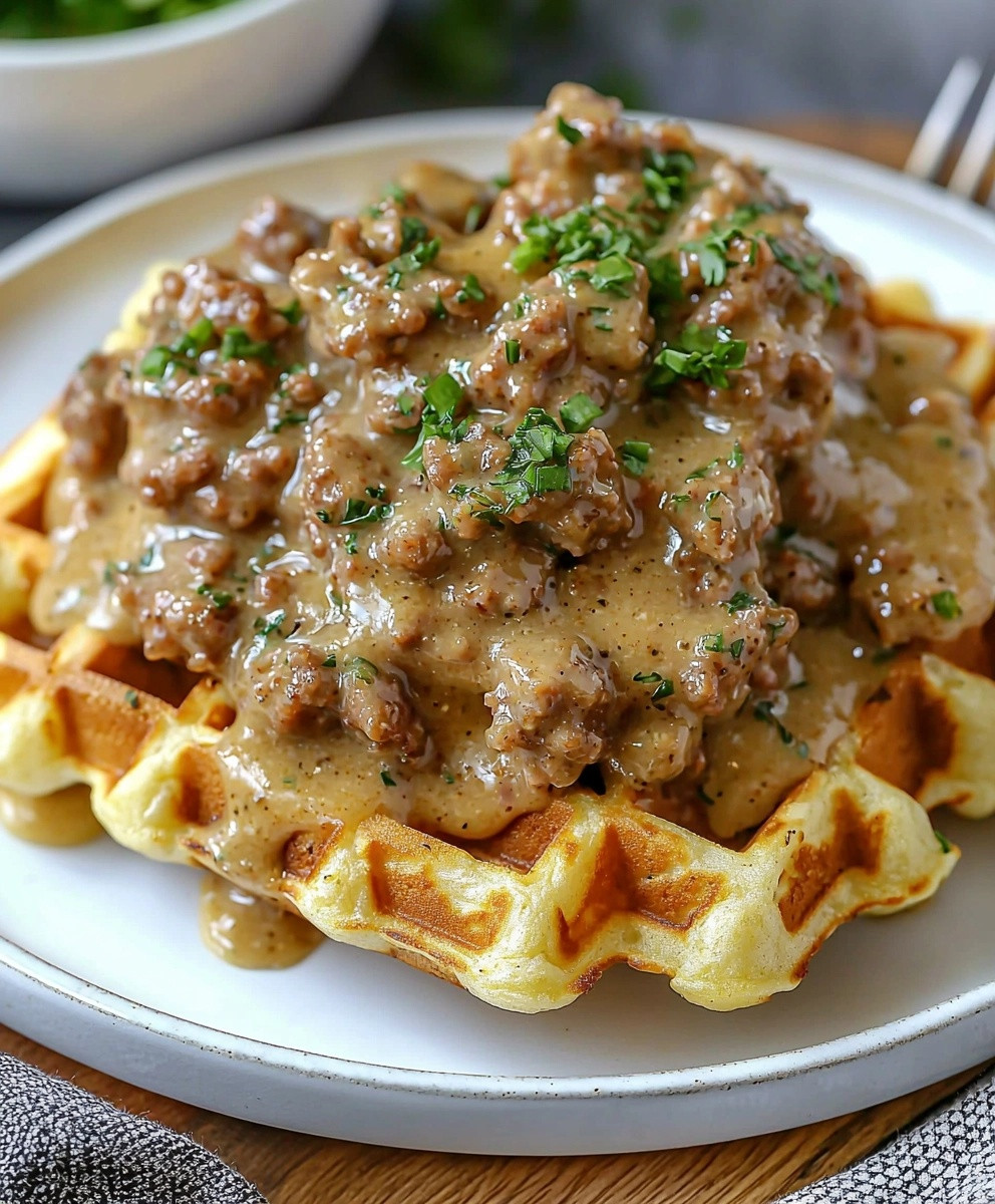 Sausage Gravy Waffles