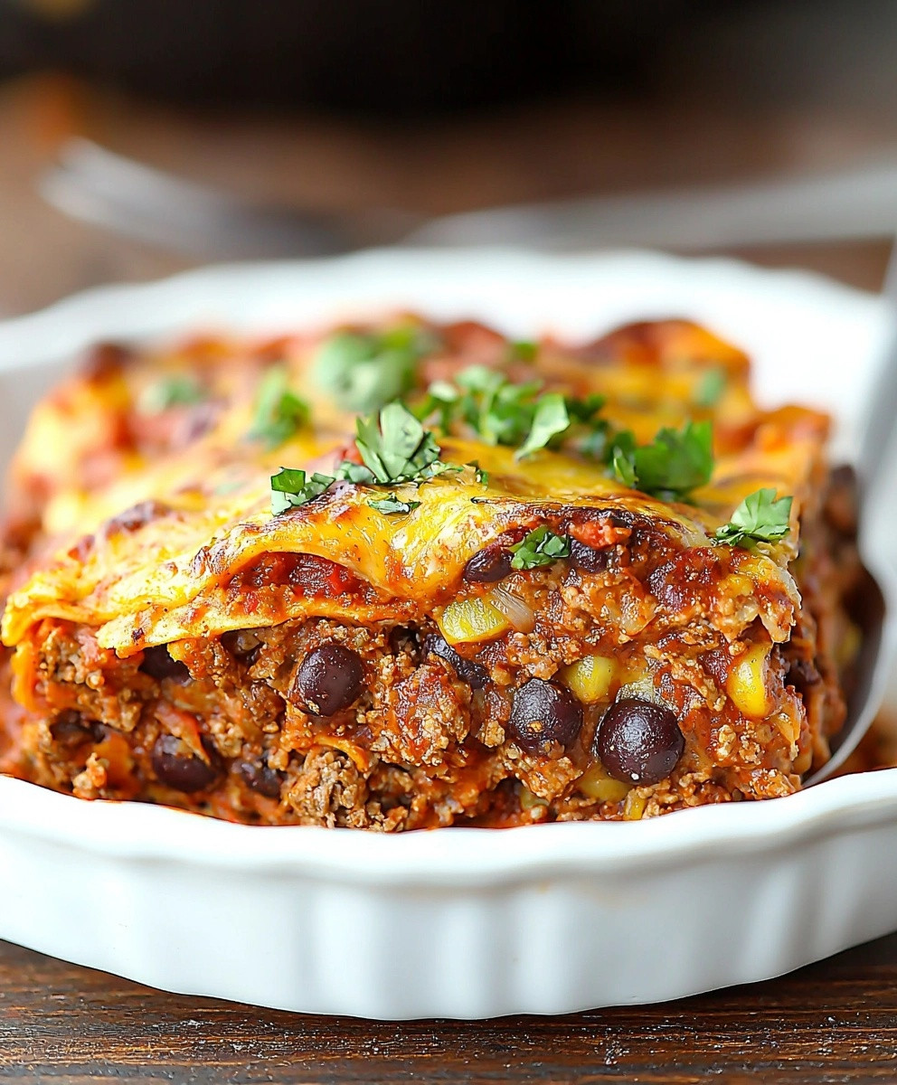 Beef Enchilada Casserole Dish