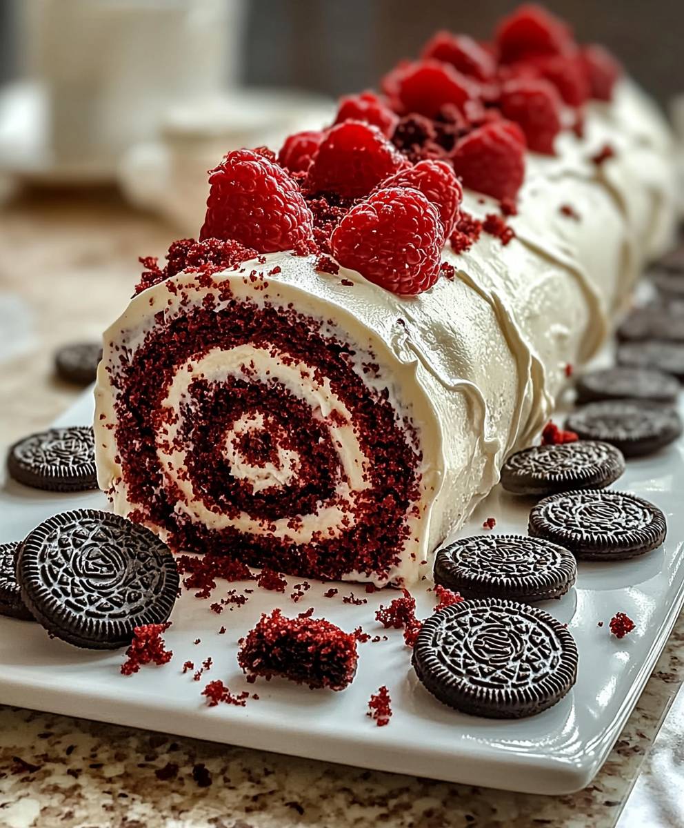 Red Velvet Oreo Cake Roll