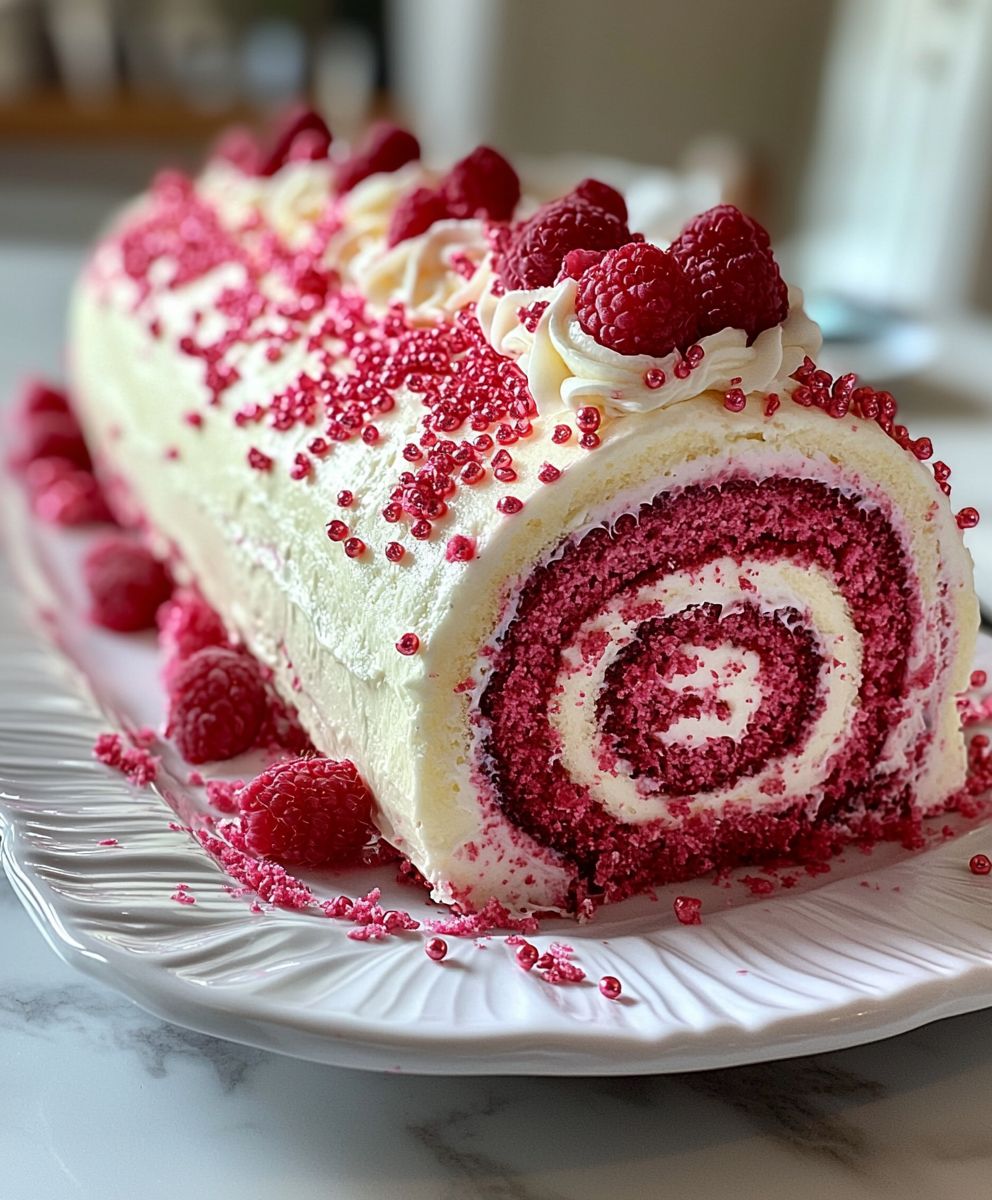 Pink Velvet Roll Cake