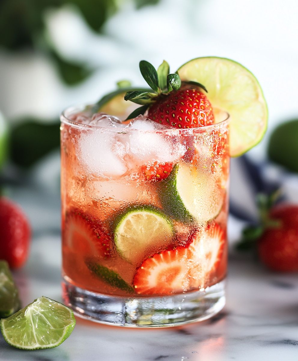 Strawberry Lime Vodka Smash