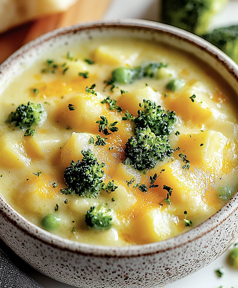 Broccoli potato cheese soup
