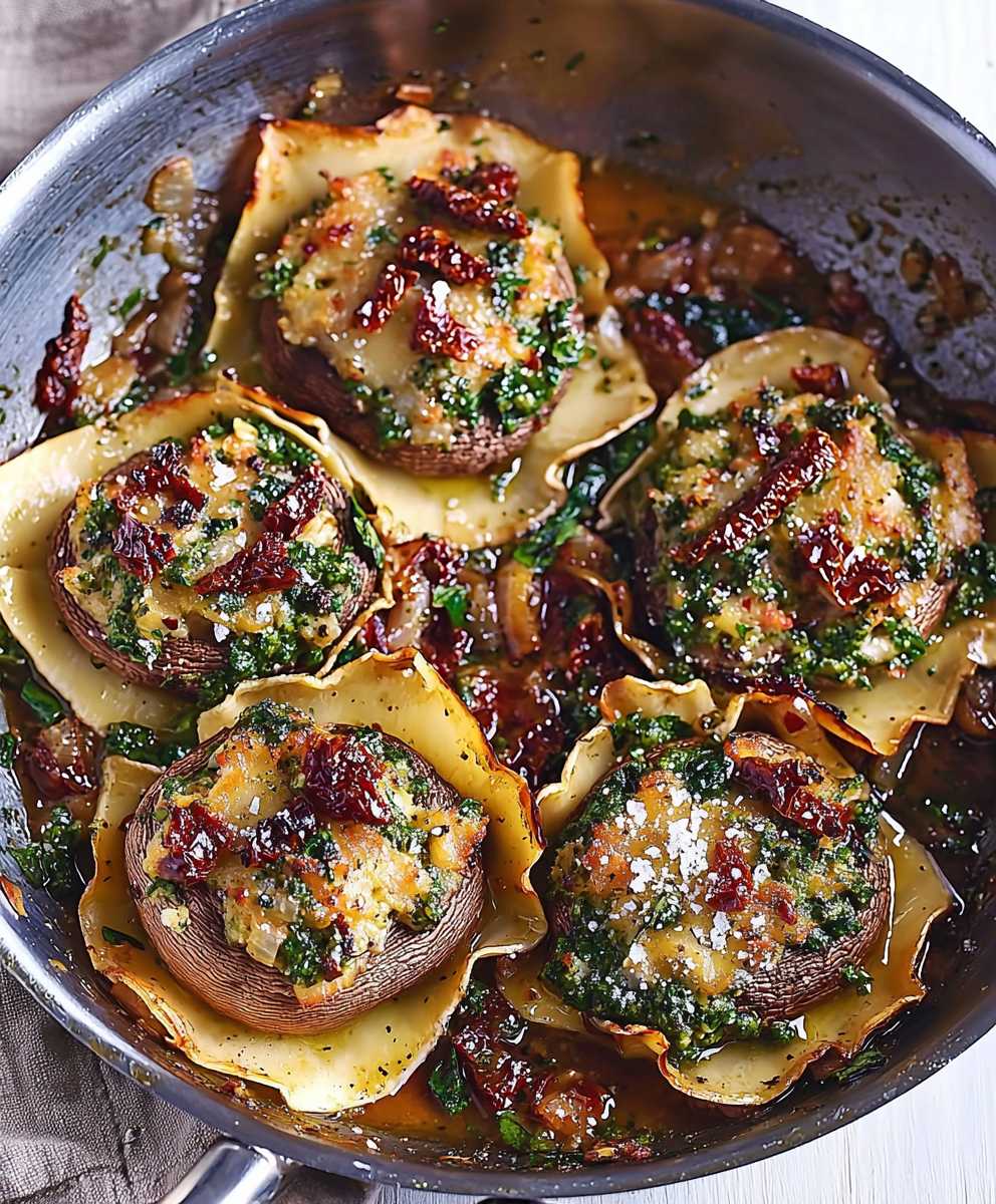 Stuffed mushrooms pesto tomato