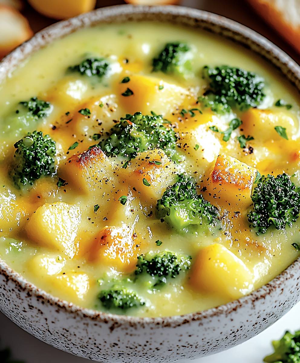 Broccoli potato cheese soup