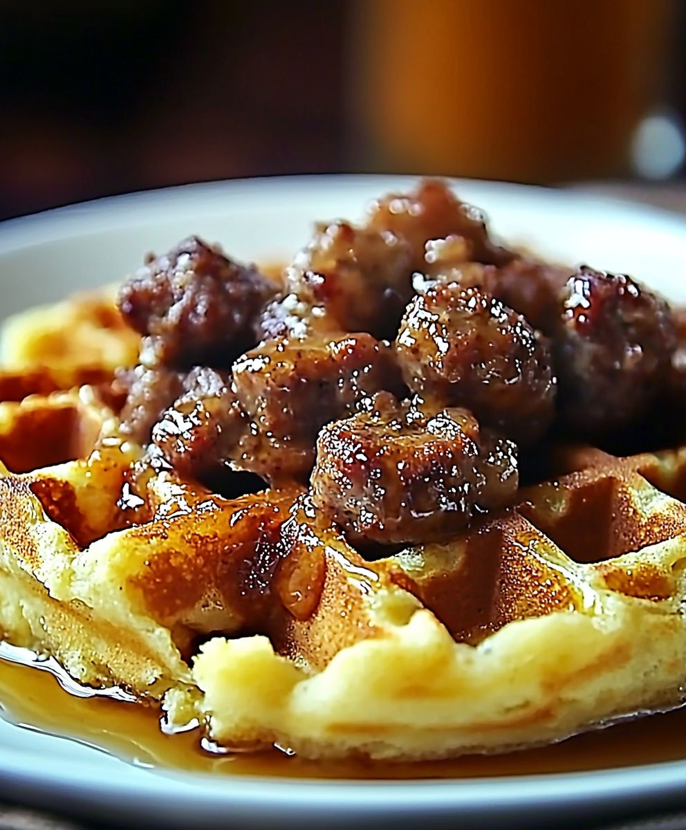 Sausage maple waffle bake