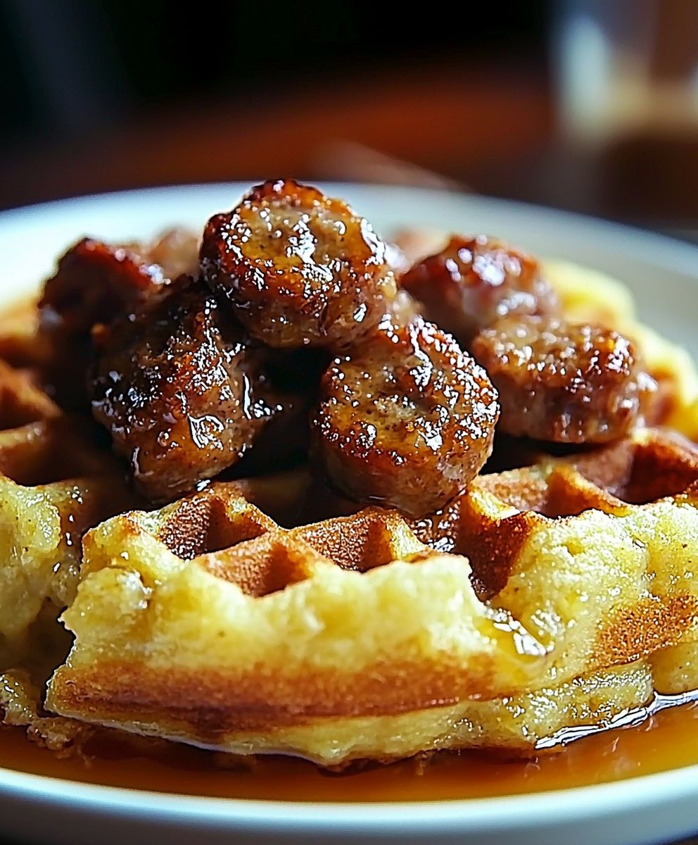 Sausage maple waffle bake